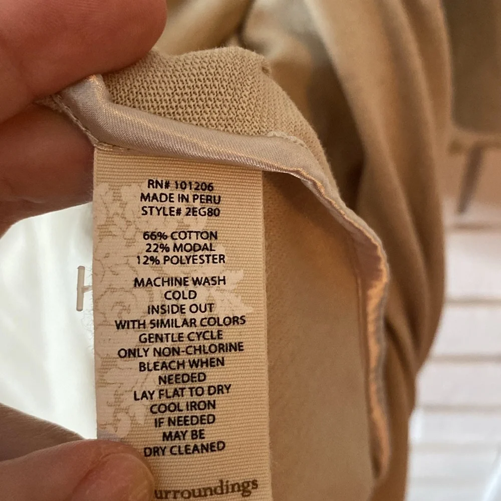 Soft Surroundings #2eg80 Tan collared‎ cardigan